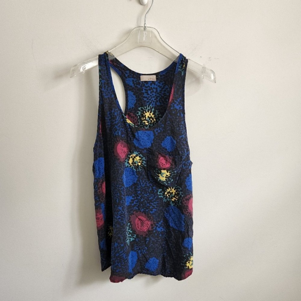 ARITZIA | Wilfred silk top floral blue sz S